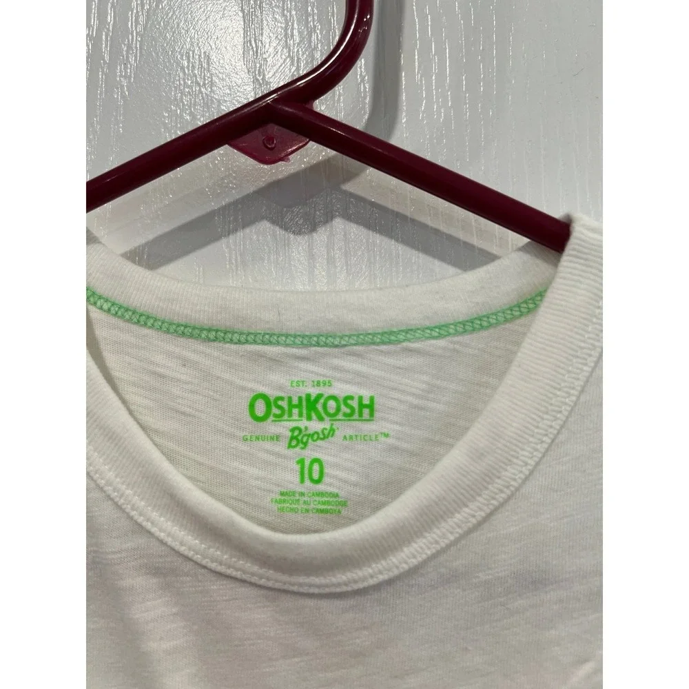 OshKosh Bgosh Boys Surfer Graphic T Shirt White Crew Neck Size 10 NWT